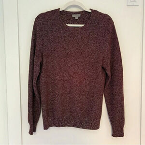 COS Heavyweight Linen Cotton Burgundy Red Marled Crew Neck Knit Sweater Size XS